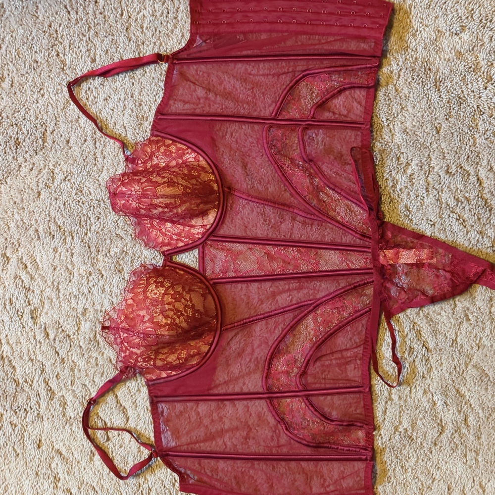 Mesh & Lace Detailed Bustier with matching panty